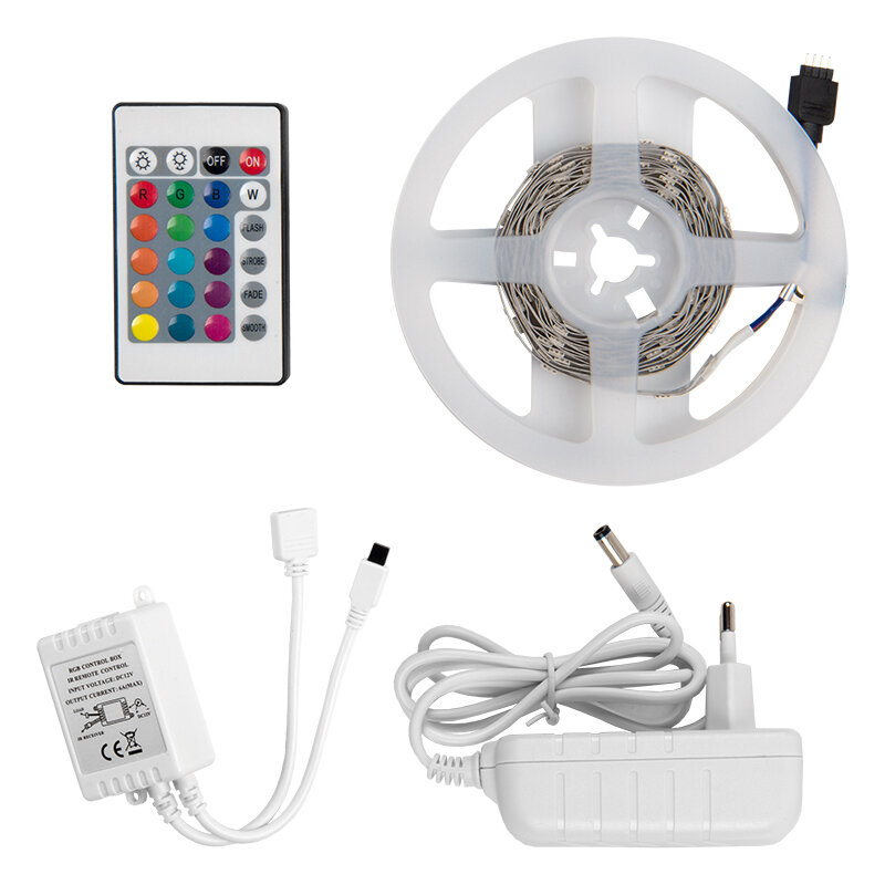 Комплект светодиодной ленты General GLS-5050-60-14.4-12-IP20-PRO-RGB-3-KIT 12В, с адаптером и IR-контроллером, RGB